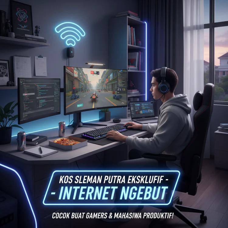 Kos Sleman Putra Eksklusif dengan Internet Ngebut, Cocok Buat Gamers & Mahasiswa Produktif!