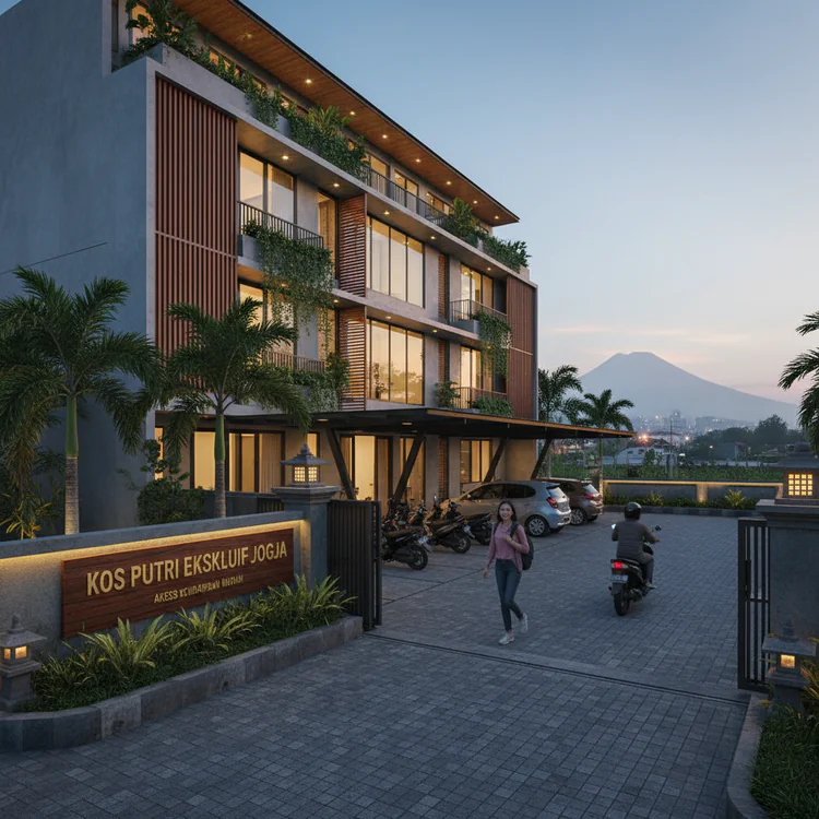 Kos Putri Eksklusif di Jogja dengan Akses Keluar Masuk Kendaraan yang Mudah