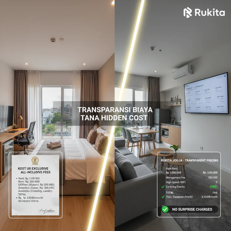 Kost UII Eksklusif Vs Rukita: Transparansi Biaya Tanpa Hidden Cost di Jogja